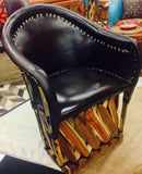 Butaca silla Equipal de piel para restaurante Charra