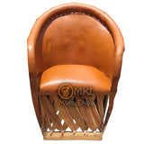 Butaca silla Equipal de piel para restaurante Charra