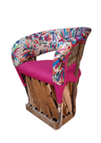 SILLA EQUIPAL DE PIEL PARA RESTAURANTE CANCÚN CON TEXTIL OTOMI