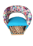 SILLA EQUIPAL DE PIEL PARA RESTAURANTE CANCÚN CON TEXTIL OTOMI