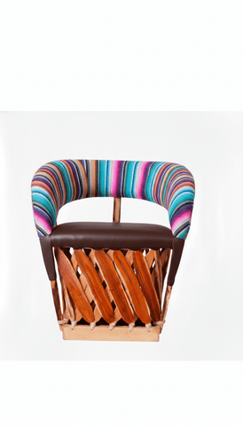 SILLA EQUIPAL DE PIEL PARA RESTAURANTE CANCÚN CON TEXTIL TUTIFRUTY
